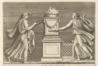 Picture 13 of 36 from Parerga atq[ue] ornamenta, ex Raphaelis Sanctij prototypis à Ioanne Nannio Vtinensi, in Vaticani Palatij Xystis : partim opere plastico, partim coloribus expressa ad veterum ornamentorum, et picturarum, quæ extabant in ruinis domus Imperat. Titi, elegantiam (1675), leaf 34