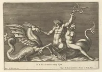 Picture 17 of 36 from Parerga atq[ue] ornamenta, ex Raphaelis Sanctij prototypis à Ioanne Nannio Vtinensi, in Vaticani Palatij Xystis : partim opere plastico, partim coloribus expressa ad veterum ornamentorum, et picturarum, quæ extabant in ruinis domus Imperat. Titi, elegantiam (1675), leaf 42