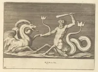 Picture 20 of 36 from Parerga atq[ue] ornamenta, ex Raphaelis Sanctij prototypis à Ioanne Nannio Vtinensi, in Vaticani Palatij Xystis : partim opere plastico, partim coloribus expressa ad veterum ornamentorum, et picturarum, quæ extabant in ruinis domus Imperat. Titi, elegantiam (1675), leaf 48