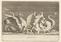 Picture 21 of 36 from Parerga atq[ue] ornamenta, ex Raphaelis Sanctij prototypis à Ioanne Nannio Vtinensi, in Vaticani Palatij Xystis : partim opere plastico, partim coloribus expressa ad veterum ornamentorum, et picturarum, quæ extabant in ruinis domus Imperat. Titi, elegantiam (1675), leaf 52