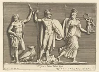 Picture 25 of 36 from Parerga atq[ue] ornamenta, ex Raphaelis Sanctij prototypis à Ioanne Nannio Vtinensi, in Vaticani Palatij Xystis : partim opere plastico, partim coloribus expressa ad veterum ornamentorum, et picturarum, quæ extabant in ruinis domus Imperat. Titi, elegantiam (1675), leaf 62