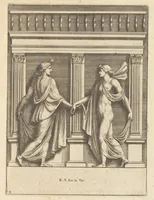 Picture 2 of 36 from Parerga atq[ue] ornamenta, ex Raphaelis Sanctij prototypis à Ioanne Nannio Vtinensi, in Vaticani Palatij Xystis : partim opere plastico, partim coloribus expressa ad veterum ornamentorum, et picturarum, quæ extabant in ruinis domus Imperat. Titi, elegantiam (1675), leaf 8