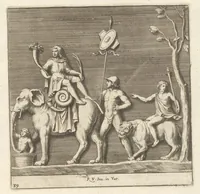 An illustration from Parerga atq[ue] ornamenta, ex Raphaelis Sanctij prototypis à Ioanne Nannio Vtinensi, in Vaticani Palatij Xystis : partim opere plastico, partim coloribus expressa ad veterum ornamentorum, et picturarum, quæ extabant in ruinis domus Imperat. Titi, elegantiam (1675)