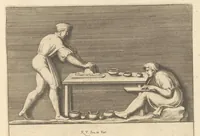 An illustration from Parerga atq[ue] ornamenta, ex Raphaelis Sanctij prototypis à Ioanne Nannio Vtinensi, in Vaticani Palatij Xystis : partim opere plastico, partim coloribus expressa ad veterum ornamentorum, et picturarum, quæ extabant in ruinis domus Imperat. Titi, elegantiam (1675)