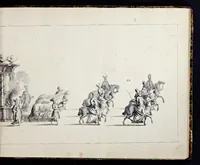 Picture 6 of 28 from Der von dem durchlauchtigsten Chur-Fürsten zu Sachsen und Burggrafen zu Magdeburg, &c. Hertzog Friderico Augusto, &c. &c. &c. in dero Residence Dreszden, Donnerstags den 7. Febr. 1695, aus dem Chur-Fürstlichen Reit-Hause, durch das Müntz-Thor, bey dem stall, über den Neuen Marckt, durch die Moritz-Strasse und Creutz-Gasse, über den alten Marckt, durch die Schloss-Gasse, auch durch das Schloss, wiederumb in oben-bemeldtes Reit-Hauss, angestellte und gehaltene Götter-Auffzug (1697), leaf 46