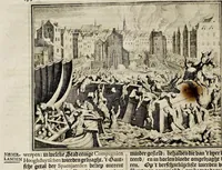 An illustration from Joh. Lodew. Gottfrieds Historische kronyck : vervattende een nauwkeurige en volkomene beschrijvingh der aldergedenckwaerdigste geschiedenissen des weerelds, van den aenvangh der scheppingh tot op 't jaer Christi 1576 : in een nette ordre gebragt na de verdeelingh der vier monarchien, en de bondighste jaer-rekeningh : op nieuws vertaeld na den derden vermeerderden druck, met byvoegingh van de historie der Reformatie in Duytschland : en een volkoomen bladwijser aller voornaemste saecken (1698)