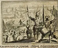 An illustration from Joh. Lodew. Gottfrieds Historische kronyck : vervattende een nauwkeurige en volkomene beschrijvingh der aldergedenckwaerdigste geschiedenissen des weerelds, van den aenvangh der scheppingh tot op 't jaer Christi 1576 : in een nette ordre gebragt na de verdeelingh der vier monarchien, en de bondighste jaer-rekeningh : op nieuws vertaeld na den derden vermeerderden druck, met byvoegingh van de historie der Reformatie in Duytschland : en een volkoomen bladwijser aller voornaemste saecken (1698)