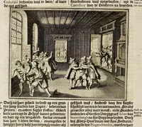 Picture 14 of 48 from Joh. Lodew. Gottfrieds Historische kronyck : vervattende een nauwkeurige en volkomene beschrijvingh der aldergedenckwaerdigste geschiedenissen des weerelds, van den aenvangh der scheppingh tot op 't jaer Christi 1576 : in een nette ordre gebragt na de verdeelingh der vier monarchien, en de bondighste jaer-rekeningh : op nieuws vertaeld na den derden vermeerderden druck, met byvoegingh van de historie der Reformatie in Duytschland : en een volkoomen bladwijser aller voornaemste saecken (1698), leaf 395