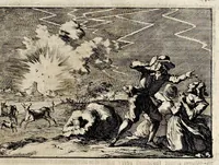 An illustration from Joh. Lodew. Gottfrieds Historische kronyck : vervattende een nauwkeurige en volkomene beschrijvingh der aldergedenckwaerdigste geschiedenissen des weerelds, van den aenvangh der scheppingh tot op 't jaer Christi 1576 : in een nette ordre gebragt na de verdeelingh der vier monarchien, en de bondighste jaer-rekeningh : op nieuws vertaeld na den derden vermeerderden druck, met byvoegingh van de historie der Reformatie in Duytschland : en een volkoomen bladwijser aller voornaemste saecken (1698)