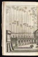 An illustration from Von Himmeln entzindete vnd durch allgemainen Zuruff der Erde sich himmelwerts erschwingende Frolokhungs Flammen : zur Begengnus des hochzeitlichen Beylägers beeder Khaiserlichen Maiestäten, Leopoldi des ersten, Römischen Kaisers auch zu Hungarn vnd Böham Königs, Ertzhertzogen zu Oestereich etc., vnd Margarita geborner Infantin aus Hispanien (1666)
