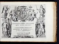 An illustration from Antiqvae vrbis splendor : hoc est præcipva eivsdem templa, amphitheatra, theatra, circi, navmachiæ, arcvs trivmphales, mavsolea aliaqve svmptvosiora ædificia, pompæ item trivmphalis et colossæarvm imaginvm descriptio (1630)