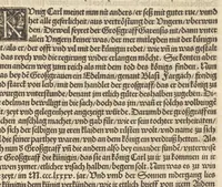 An illustration from Der Hungern Chronica : inhaltend wie sie anfenklich ins land kommen sind mit anzeygung aller irer König und was sie namhafftigs gethon haben : angefangen von ersten König Athila vñ volfüret biss auff König Ludwig so im 1526. Jar bey Mohatz vom Türcken vmbkommen ist (1534)