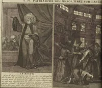 An illustration from Atlas historique, ou, Nouvelle introduction a l'histoire, à la chronologie & à la géographie ancienne & moderne : représentée dans de nouvelles cartes, où l'on remarque l'établissement des etats & empires du monde, leur durée, leur chûte, & leurs differens gouvernemens : la chronologie des consuls romains, des Papes, de empereurs, des rois & des princes, &c. qui ont été depuis le commencement du monde, jusqu'à présent : et la génealogie des maisons souveraines de l'Europe. (1720)