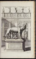 An illustration from Romae antiquae et novae theatrum, sive, Genuina ac vera urbis, juxta varios ejusdem status, delineatio topographica : unà cum primariis illius aedificiis ac monumentis, veluti templis, simulacris, circis, campis, theatris, arcubus, porticibus, columnis, statuis & sepulcris antiquis, praecipuè verò modernis templis, palatiis & aedificiis, nonaginta tabulis aeneis exhibitis & secundùm nobilioris architecturae simulac perspectivae regulas extructis, ruinisq́ue illustrioribus (1684)