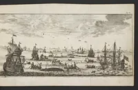 An illustration from De noordsche weereld : vertoond in twee nieuwe, aenmercklijcke, derwaerts gedaene reysen : d'eene, van de heer Martiniere door Norweegen, Lapland, Boranday, Siberien, Samojessie, Ys-land, Groenland en Nova-Zembla ... : dandre, van de Hamburger Frederick Martens, verright nae Spitsbergen of Groenland, in't jaer 1671 ... (1685)