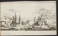 An illustration from De noordsche weereld : vertoond in twee nieuwe, aenmercklijcke, derwaerts gedaene reysen : d'eene, van de heer Martiniere door Norweegen, Lapland, Boranday, Siberien, Samojessie, Ys-land, Groenland en Nova-Zembla ... : dandre, van de Hamburger Frederick Martens, verright nae Spitsbergen of Groenland, in't jaer 1671 ... (1685)