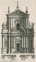 An illustration from Insignium Romae templorum prospectus exteriores interioresque a celebrioribus architectis inventi : nunc tandem suis cum plantis ac mensuris a Io. Iacobo de Rubeis Romano suis typis in lucem editi ad aedem Pacis : cum privilegio Summi Pontificis, anno MDCLXXXIII (1683)