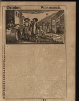 Picture 11 of 15 from Comptoir almanach, op 't jaar onses heeren Jesu Christi M.DC.LXXXX. na de nieuwe en oude-stijl : voorsien met de jaar-marckten, paarde, beeste, en leer-markten : alsmede de vacantien voor den hove van Hollant in 'sGravenhage, Uptrecht, Vrieslant, Amsterdam, &c. : ook op wat uur de post-wagens, treck-schupten en boodens moeten afvaren : noch zijn hier in gesteldt de dagelijckse uuren van des maens op en ondergang, alsmede op wat uur en plaets het met de nieuwe en volle maen hoog en laeg water is (1690), leaf 64