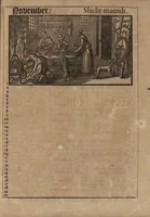An illustration from Comptoir almanach, op 't jaar onses heeren Jesu Christi M.DC.LXXXX. na de nieuwe en oude-stijl : voorsien met de jaar-marckten, paarde, beeste, en leer-markten : alsmede de vacantien voor den hove van Hollant in 'sGravenhage, Uptrecht, Vrieslant, Amsterdam, &c. : ook op wat uur de post-wagens, treck-schupten en boodens moeten afvaren : noch zijn hier in gesteldt de dagelijckse uuren van des maens op en ondergang, alsmede op wat uur en plaets het met de nieuwe en volle maen hoog en laeg water is (1690)