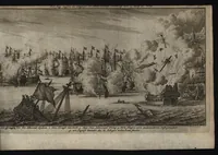 An illustration from Leven en bedryf van den vermaarden zeeheld Cornelis Tromp, graaf van Sylliesburg, ridder van den Olifant, baronnet, &c., lieutenant admiraal generaal van Holland en Westvriesland : ondermengd met de voornaamste daaden van verscheidene andere zeehoofden, en voornaamentlijk met die van Martin Harpertsz. Tromp : benevens een naauwkeurig verhaal van der Nederlanderen en hunner bondgenooten oorlogen, sedert den jaare 1650 tegens verscheidene volkeren gevoerd : voorzien met alle de noodige authentyke stukken en bewyzen, en vercierd met schoone kopere figuuren (1692)