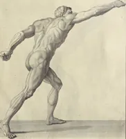 An illustration from Anatomia per uso et intelligenza del disegno : ricercata non solo su gl'ossi e muscoli del corpo humano, ma dimostrata ancora su le statue antiche più insigni di Roma, delineata in piu tauole con tutte le figure in varie faccie e vedute per istudio della Regia academia di Francia pittura e scultura (1691)