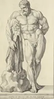 An illustration from Anatomia per uso et intelligenza del disegno : ricercata non solo su gl'ossi e muscoli del corpo humano, ma dimostrata ancora su le statue antiche più insigni di Roma, delineata in piu tauole con tutte le figure in varie faccie e vedute per istudio della Regia academia di Francia pittura e scultura (1691)