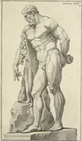 An illustration from Anatomia per uso et intelligenza del disegno : ricercata non solo su gl'ossi e muscoli del corpo humano, ma dimostrata ancora su le statue antiche più insigni di Roma, delineata in piu tauole con tutte le figure in varie faccie e vedute per istudio della Regia academia di Francia pittura e scultura (1691)