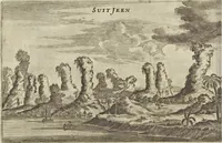 Picture 38 of 190 from Het gezandtschap der Neêrlandtsche Oost-Indische Compagnie, aan den grooten Tartarischen Cham, den tegenwoordigen keizer van China : waar in de gedenkwaerdigste geschiedenissen, die onder het reizen door de Sineesche landtschappen, Quantung, Kiangsi, Nanking, Xantung en Peking, en aan het keizerlyke hof te Peking, zedert den jaare 1655 tot 1657 zyn voorgevallen, op het bondigste verhandelt worden : beneffens een naauwkeurige beschryvinge der Sineesche steden, dorpen, regeering, weetenschappen, handwerken, zeden, godsdiensten, gebouwen, drachten, scheepen, bergen, gewaffen, dieren, &c. en oorlogen tegen de Tarters : verçiert met over de 150 afbeeldtsels, na 't leven in Sina (1693), leaf 111