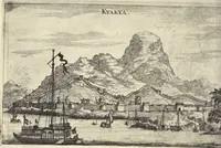 Picture 56 of 190 from Het gezandtschap der Neêrlandtsche Oost-Indische Compagnie, aan den grooten Tartarischen Cham, den tegenwoordigen keizer van China : waar in de gedenkwaerdigste geschiedenissen, die onder het reizen door de Sineesche landtschappen, Quantung, Kiangsi, Nanking, Xantung en Peking, en aan het keizerlyke hof te Peking, zedert den jaare 1655 tot 1657 zyn voorgevallen, op het bondigste verhandelt worden : beneffens een naauwkeurige beschryvinge der Sineesche steden, dorpen, regeering, weetenschappen, handwerken, zeden, godsdiensten, gebouwen, drachten, scheepen, bergen, gewaffen, dieren, &c. en oorlogen tegen de Tarters : verçiert met over de 150 afbeeldtsels, na 't leven in Sina (1693), leaf 147
