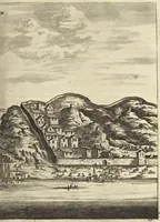 An illustration from Het gezandtschap der Neêrlandtsche Oost-Indische Compagnie, aan den grooten Tartarischen Cham, den tegenwoordigen keizer van China : waar in de gedenkwaerdigste geschiedenissen, die onder het reizen door de Sineesche landtschappen, Quantung, Kiangsi, Nanking, Xantung en Peking, en aan het keizerlyke hof te Peking, zedert den jaare 1655 tot 1657 zyn voorgevallen, op het bondigste verhandelt worden : beneffens een naauwkeurige beschryvinge der Sineesche steden, dorpen, regeering, weetenschappen, handwerken, zeden, godsdiensten, gebouwen, drachten, scheepen, bergen, gewaffen, dieren, &c. en oorlogen tegen de Tarters : verçiert met over de 150 afbeeldtsels, na 't leven in Sina (1693)