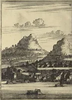 An illustration from Het gezandtschap der Neêrlandtsche Oost-Indische Compagnie, aan den grooten Tartarischen Cham, den tegenwoordigen keizer van China : waar in de gedenkwaerdigste geschiedenissen, die onder het reizen door de Sineesche landtschappen, Quantung, Kiangsi, Nanking, Xantung en Peking, en aan het keizerlyke hof te Peking, zedert den jaare 1655 tot 1657 zyn voorgevallen, op het bondigste verhandelt worden : beneffens een naauwkeurige beschryvinge der Sineesche steden, dorpen, regeering, weetenschappen, handwerken, zeden, godsdiensten, gebouwen, drachten, scheepen, bergen, gewaffen, dieren, &c. en oorlogen tegen de Tarters : verçiert met over de 150 afbeeldtsels, na 't leven in Sina (1693)