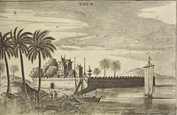 Picture 73 of 190 from Het gezandtschap der Neêrlandtsche Oost-Indische Compagnie, aan den grooten Tartarischen Cham, den tegenwoordigen keizer van China : waar in de gedenkwaerdigste geschiedenissen, die onder het reizen door de Sineesche landtschappen, Quantung, Kiangsi, Nanking, Xantung en Peking, en aan het keizerlyke hof te Peking, zedert den jaare 1655 tot 1657 zyn voorgevallen, op het bondigste verhandelt worden : beneffens een naauwkeurige beschryvinge der Sineesche steden, dorpen, regeering, weetenschappen, handwerken, zeden, godsdiensten, gebouwen, drachten, scheepen, bergen, gewaffen, dieren, &c. en oorlogen tegen de Tarters : verçiert met over de 150 afbeeldtsels, na 't leven in Sina (1693), leaf 186