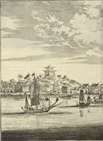 Picture 75 of 190 from Het gezandtschap der Neêrlandtsche Oost-Indische Compagnie, aan den grooten Tartarischen Cham, den tegenwoordigen keizer van China : waar in de gedenkwaerdigste geschiedenissen, die onder het reizen door de Sineesche landtschappen, Quantung, Kiangsi, Nanking, Xantung en Peking, en aan het keizerlyke hof te Peking, zedert den jaare 1655 tot 1657 zyn voorgevallen, op het bondigste verhandelt worden : beneffens een naauwkeurige beschryvinge der Sineesche steden, dorpen, regeering, weetenschappen, handwerken, zeden, godsdiensten, gebouwen, drachten, scheepen, bergen, gewaffen, dieren, &c. en oorlogen tegen de Tarters : verçiert met over de 150 afbeeldtsels, na 't leven in Sina (1693), leaf 189
