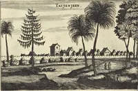 Picture 95 of 190 from Het gezandtschap der Neêrlandtsche Oost-Indische Compagnie, aan den grooten Tartarischen Cham, den tegenwoordigen keizer van China : waar in de gedenkwaerdigste geschiedenissen, die onder het reizen door de Sineesche landtschappen, Quantung, Kiangsi, Nanking, Xantung en Peking, en aan het keizerlyke hof te Peking, zedert den jaare 1655 tot 1657 zyn voorgevallen, op het bondigste verhandelt worden : beneffens een naauwkeurige beschryvinge der Sineesche steden, dorpen, regeering, weetenschappen, handwerken, zeden, godsdiensten, gebouwen, drachten, scheepen, bergen, gewaffen, dieren, &c. en oorlogen tegen de Tarters : verçiert met over de 150 afbeeldtsels, na 't leven in Sina (1693), leaf 235