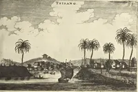 Picture 96 of 190 from Het gezandtschap der Neêrlandtsche Oost-Indische Compagnie, aan den grooten Tartarischen Cham, den tegenwoordigen keizer van China : waar in de gedenkwaerdigste geschiedenissen, die onder het reizen door de Sineesche landtschappen, Quantung, Kiangsi, Nanking, Xantung en Peking, en aan het keizerlyke hof te Peking, zedert den jaare 1655 tot 1657 zyn voorgevallen, op het bondigste verhandelt worden : beneffens een naauwkeurige beschryvinge der Sineesche steden, dorpen, regeering, weetenschappen, handwerken, zeden, godsdiensten, gebouwen, drachten, scheepen, bergen, gewaffen, dieren, &c. en oorlogen tegen de Tarters : verçiert met over de 150 afbeeldtsels, na 't leven in Sina (1693), leaf 236