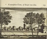 Picture 98 of 190 from Het gezandtschap der Neêrlandtsche Oost-Indische Compagnie, aan den grooten Tartarischen Cham, den tegenwoordigen keizer van China : waar in de gedenkwaerdigste geschiedenissen, die onder het reizen door de Sineesche landtschappen, Quantung, Kiangsi, Nanking, Xantung en Peking, en aan het keizerlyke hof te Peking, zedert den jaare 1655 tot 1657 zyn voorgevallen, op het bondigste verhandelt worden : beneffens een naauwkeurige beschryvinge der Sineesche steden, dorpen, regeering, weetenschappen, handwerken, zeden, godsdiensten, gebouwen, drachten, scheepen, bergen, gewaffen, dieren, &c. en oorlogen tegen de Tarters : verçiert met over de 150 afbeeldtsels, na 't leven in Sina (1693), leaf 240