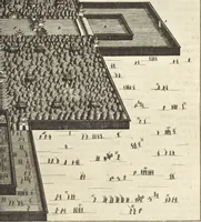 An illustration from Het gezandtschap der Neêrlandtsche Oost-Indische Compagnie, aan den grooten Tartarischen Cham, den tegenwoordigen keizer van China : waar in de gedenkwaerdigste geschiedenissen, die onder het reizen door de Sineesche landtschappen, Quantung, Kiangsi, Nanking, Xantung en Peking, en aan het keizerlyke hof te Peking, zedert den jaare 1655 tot 1657 zyn voorgevallen, op het bondigste verhandelt worden : beneffens een naauwkeurige beschryvinge der Sineesche steden, dorpen, regeering, weetenschappen, handwerken, zeden, godsdiensten, gebouwen, drachten, scheepen, bergen, gewaffen, dieren, &c. en oorlogen tegen de Tarters : verçiert met over de 150 afbeeldtsels, na 't leven in Sina (1693)