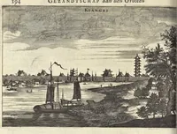 Picture 140 of 190 from Het gezandtschap der Neêrlandtsche Oost-Indische Compagnie, aan den grooten Tartarischen Cham, den tegenwoordigen keizer van China : waar in de gedenkwaerdigste geschiedenissen, die onder het reizen door de Sineesche landtschappen, Quantung, Kiangsi, Nanking, Xantung en Peking, en aan het keizerlyke hof te Peking, zedert den jaare 1655 tot 1657 zyn voorgevallen, op het bondigste verhandelt worden : beneffens een naauwkeurige beschryvinge der Sineesche steden, dorpen, regeering, weetenschappen, handwerken, zeden, godsdiensten, gebouwen, drachten, scheepen, bergen, gewaffen, dieren, &c. en oorlogen tegen de Tarters : verçiert met over de 150 afbeeldtsels, na 't leven in Sina (1693), leaf 337