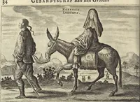 An illustration from Het gezandtschap der Neêrlandtsche Oost-Indische Compagnie, aan den grooten Tartarischen Cham, den tegenwoordigen keizer van China : waar in de gedenkwaerdigste geschiedenissen, die onder het reizen door de Sineesche landtschappen, Quantung, Kiangsi, Nanking, Xantung en Peking, en aan het keizerlyke hof te Peking, zedert den jaare 1655 tot 1657 zyn voorgevallen, op het bondigste verhandelt worden : beneffens een naauwkeurige beschryvinge der Sineesche steden, dorpen, regeering, weetenschappen, handwerken, zeden, godsdiensten, gebouwen, drachten, scheepen, bergen, gewaffen, dieren, &c. en oorlogen tegen de Tarters : verçiert met over de 150 afbeeldtsels, na 't leven in Sina (1693)