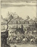Picture 186 of 190 from Het gezandtschap der Neêrlandtsche Oost-Indische Compagnie, aan den grooten Tartarischen Cham, den tegenwoordigen keizer van China : waar in de gedenkwaerdigste geschiedenissen, die onder het reizen door de Sineesche landtschappen, Quantung, Kiangsi, Nanking, Xantung en Peking, en aan het keizerlyke hof te Peking, zedert den jaare 1655 tot 1657 zyn voorgevallen, op het bondigste verhandelt worden : beneffens een naauwkeurige beschryvinge der Sineesche steden, dorpen, regeering, weetenschappen, handwerken, zeden, godsdiensten, gebouwen, drachten, scheepen, bergen, gewaffen, dieren, &c. en oorlogen tegen de Tarters : verçiert met over de 150 afbeeldtsels, na 't leven in Sina (1693), leaf 549