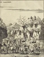 Picture 187 of 190 from Het gezandtschap der Neêrlandtsche Oost-Indische Compagnie, aan den grooten Tartarischen Cham, den tegenwoordigen keizer van China : waar in de gedenkwaerdigste geschiedenissen, die onder het reizen door de Sineesche landtschappen, Quantung, Kiangsi, Nanking, Xantung en Peking, en aan het keizerlyke hof te Peking, zedert den jaare 1655 tot 1657 zyn voorgevallen, op het bondigste verhandelt worden : beneffens een naauwkeurige beschryvinge der Sineesche steden, dorpen, regeering, weetenschappen, handwerken, zeden, godsdiensten, gebouwen, drachten, scheepen, bergen, gewaffen, dieren, &c. en oorlogen tegen de Tarters : verçiert met over de 150 afbeeldtsels, na 't leven in Sina (1693), leaf 550