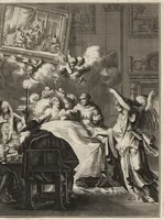 Picture 10 of 30 from Spiegel om wel te sterven : aanwyzende met prentverbeeldingen van het lyden onzes zaligmakers Jesu Christi : alles wat een zieke betaamt om gelukkig te sterven, volgens de woorden Philipp I, verse 21 (1694), leaf 36
