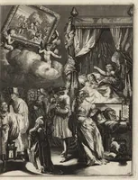 Picture 15 of 30 from Spiegel om wel te sterven : aanwyzende met prentverbeeldingen van het lyden onzes zaligmakers Jesu Christi : alles wat een zieke betaamt om gelukkig te sterven, volgens de woorden Philipp I, verse 21 (1694), leaf 56