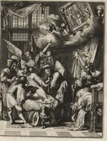 Picture 20 of 30 from Spiegel om wel te sterven : aanwyzende met prentverbeeldingen van het lyden onzes zaligmakers Jesu Christi : alles wat een zieke betaamt om gelukkig te sterven, volgens de woorden Philipp I, verse 21 (1694), leaf 72