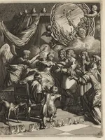 Picture 27 of 30 from Spiegel om wel te sterven : aanwyzende met prentverbeeldingen van het lyden onzes zaligmakers Jesu Christi : alles wat een zieke betaamt om gelukkig te sterven, volgens de woorden Philipp I, verse 21 (1694), leaf 94