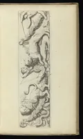 An illustration from Prima[-secunda] pars praecipuarum effigierum ac ornamentorum amplissimae curiae Amstelrodamensis : maiori ex parte, in candido marmore effectorum per Artum Quellinium, eiusdem civitatis statuarium = Het eerste[-tweede] deel van de voornaemste statuen ende ciraten vant konstrijck Stadthuys van Amstelredam ... = La premier [sic] partie de plusiers figures et ornements de la Maison de ville d'Amsterdam ... (1665)