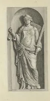Picture 6 of 34 from Prima[-secunda] pars praecipuarum effigierum ac ornamentorum amplissimae curiae Amstelrodamensis : maiori ex parte, in candido marmore effectorum per Artum Quellinium, eiusdem civitatis statuarium = Het eerste[-tweede] deel van de voornaemste statuen ende ciraten vant konstrijck Stadthuys van Amstelredam ... = La premier [sic] partie de plusiers figures et ornements de la Maison de ville d'Amsterdam ... (1665), leaf 30