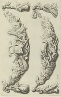 Picture 9 of 34 from Prima[-secunda] pars praecipuarum effigierum ac ornamentorum amplissimae curiae Amstelrodamensis : maiori ex parte, in candido marmore effectorum per Artum Quellinium, eiusdem civitatis statuarium = Het eerste[-tweede] deel van de voornaemste statuen ende ciraten vant konstrijck Stadthuys van Amstelredam ... = La premier [sic] partie de plusiers figures et ornements de la Maison de ville d'Amsterdam ... (1665), leaf 54
