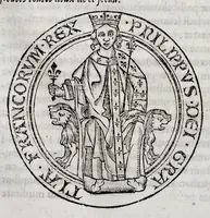 An illustration from Histoire de lábbaye royale de S. Ouen de Rouen : divisée en cinq livres, où il est traité ... de la naissance, éducation, & des principales vertus de saint Oüen ... : de la fondation, progrez, ruine, rétablissement, & des diuers éuenemens de l'Abbaye de Saint Oüen ... : des abbez qui l'ont gouuernée ... : des abbayes, prieurez, & paroisses qui ont esté dépendantes ... : des preuues ou pieces justificatiues de cette histoire ... : [ensemble celles des abbayes de Ste. Catherine et de St. Amand] (1662)