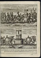 Picture 1 of 11 from De sacrosancto Christi corpore Romanis Pontificibvs iter conficientibus præferendo commentarivs : antiquissimi ritus causam, & originem, variasq. summorum pontificum sacratissimam secum hostium in itinere deferentium profectiones : itinerarium Societatis Sanctissimi Sacramenti Clemente. VIII. Pont. Max. Ferarriam profisciente eiusdemq. Pontificis solemnem in eam ciuitatem ingressum et in Vrbem Romam reditum complectens (1599), leaf 8